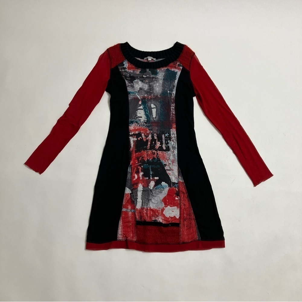 VINTAGE COCOMENTHE multi-textile long sleeve dress